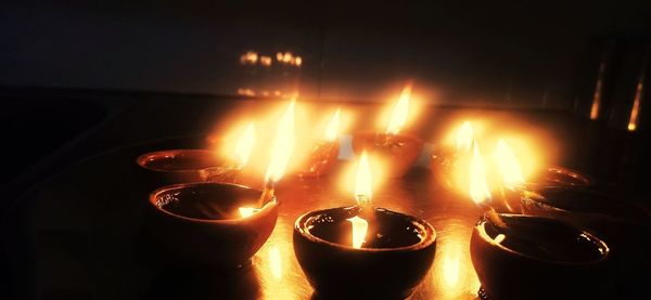 Close-up of lit candles