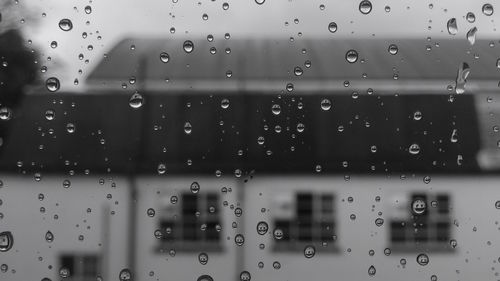 Full frame shot of raindrops on window