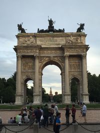 Low angle view of tourists