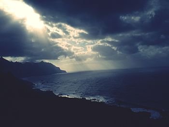 Scenic view of sea against cloudy sky