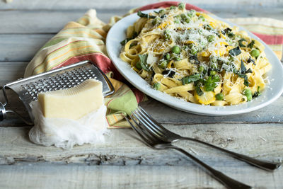 Close-up of pasta in plate