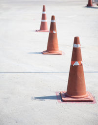 Traffic cones on road