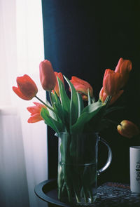 Close-up of flower vase on table