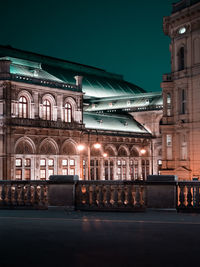 Illuminated building at night