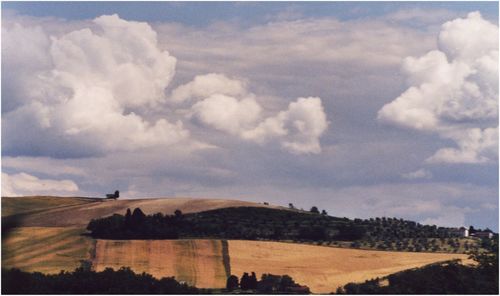 Scenic view of landscape against cloudy sky