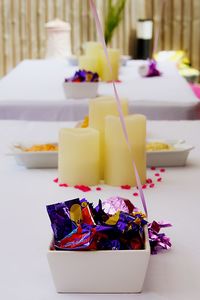 Close-up of flowers on table