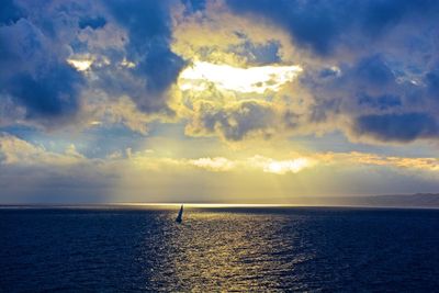 Scenic view of sea at sunset