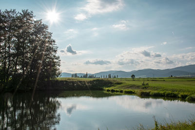 Scenic view of lake against sky