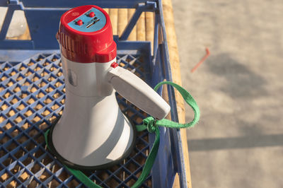 Close-up of red megaphone