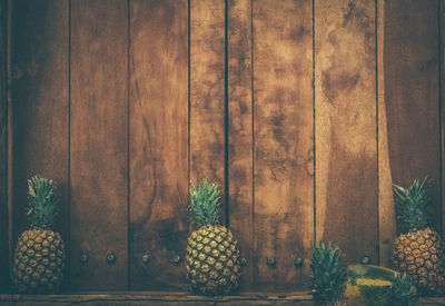 Close-up of fruits on wooden table