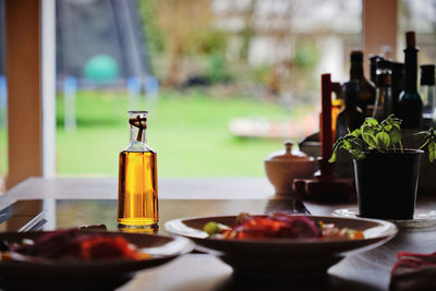 Close-up of tea served on table