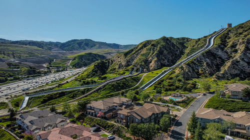 High angle view of townscape against sky