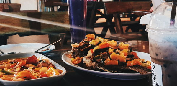 Close-up of food in restaurant