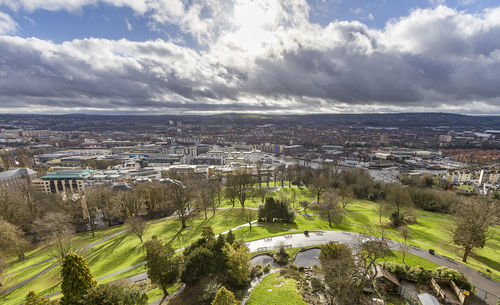 High angle view of landscape against sky