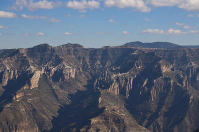 Scenic view of rocky mountains against sky on copper canyon / barrancas del cobre