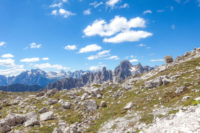 Scenic view of landscape and mountains against sky