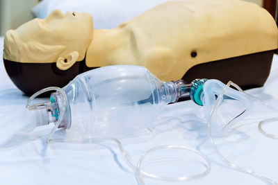 High angle view of water bottle against white background