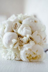 Close-up of white rose bouquet