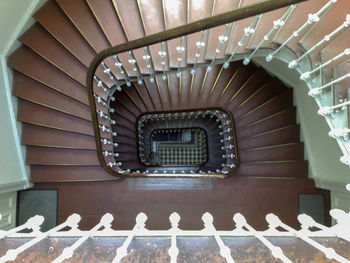 High angle view of spiral stairs