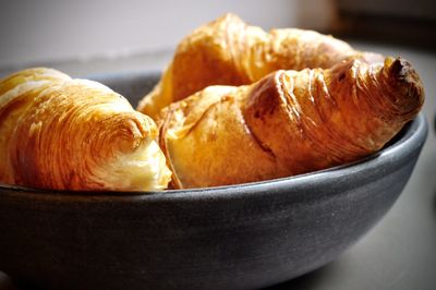 Close-up of croissants in bowl