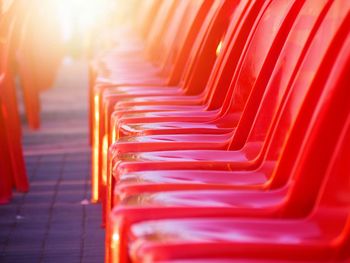 Close-up of empty seats