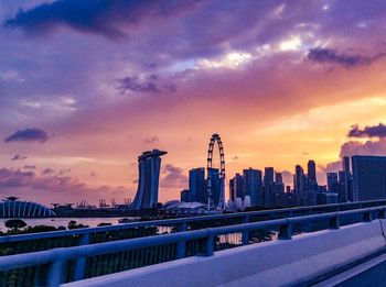 View of city at sunset