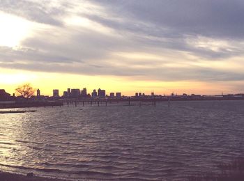 Scenic view of sea at sunset