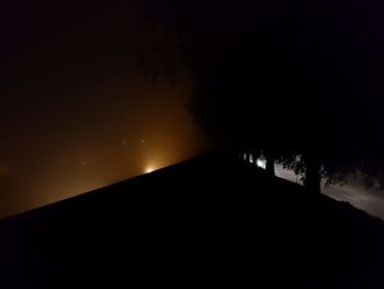 Silhouette trees against sky at night