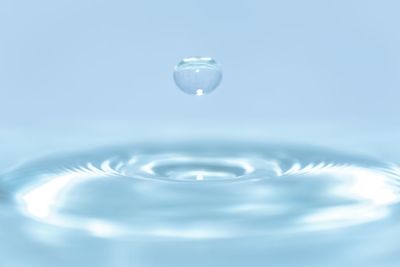 Close-up of water drop against white background