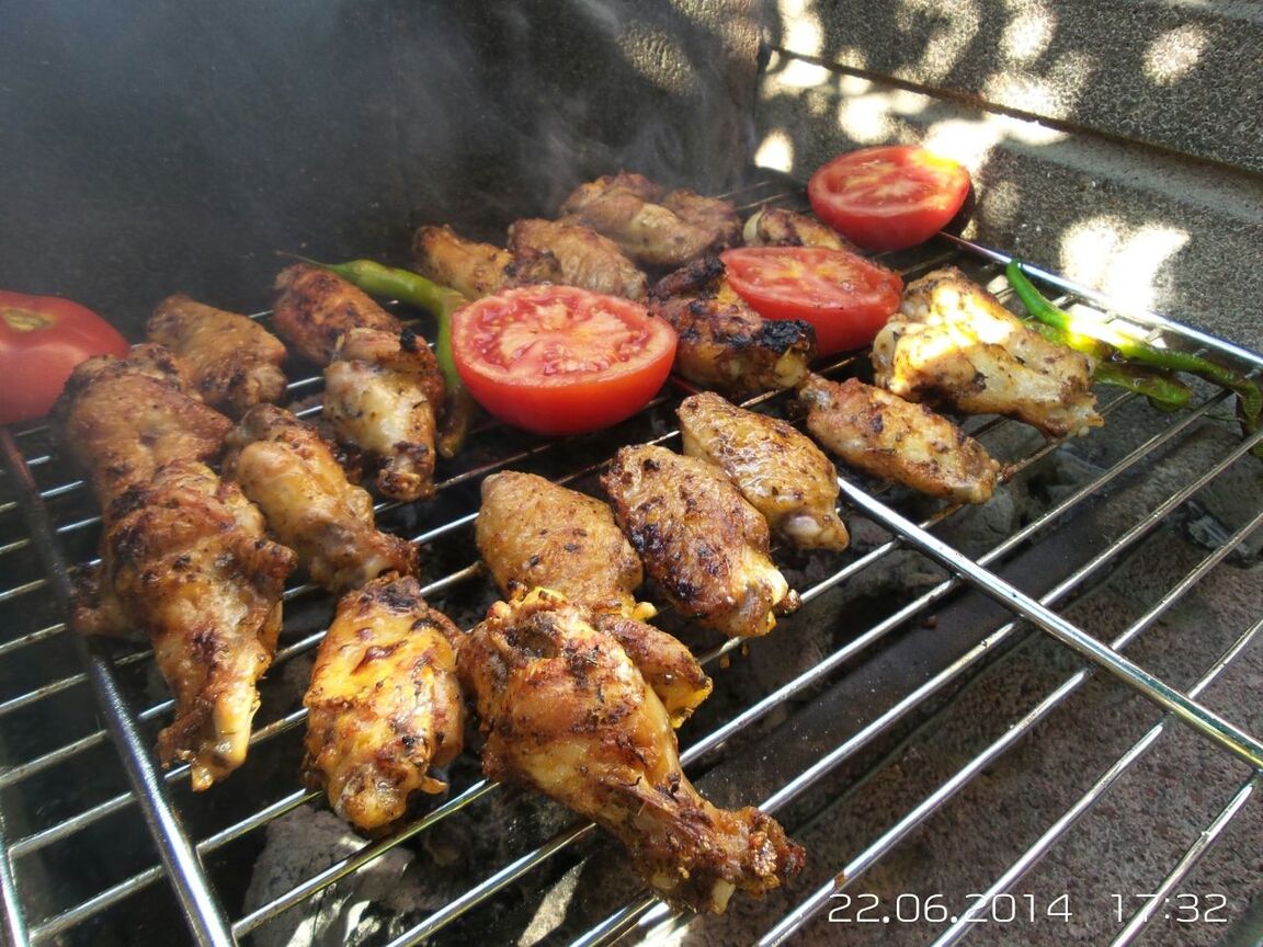 food and drink, food, freshness, meat, indoors, grilled, barbecue grill, barbecue, ready-to-eat, cooking, healthy eating, preparation, roasted, still life, preparing food, high angle view, meal, sausage, seafood, chicken meat