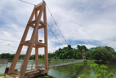 Bridge over lake against sky