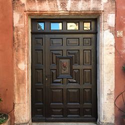 Closed door of building