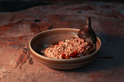 Close-up of food in bowl on table