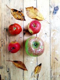 High angle view of fruits on table