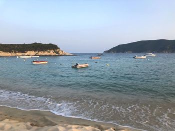 Scenic view of sea against clear sky