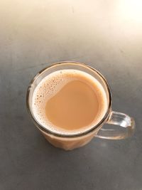 High angle view of coffee on table