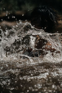 Close-up of wet splashing water during winter