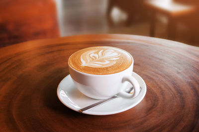 High angle view of coffee on table