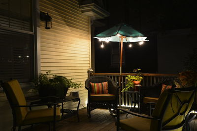 Empty benches at night