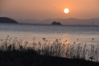 Scenic view of sea against sky during sunset