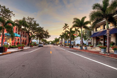 Empty road in city