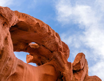 Low angle view of rock formation against sky