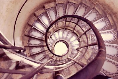 High angle view of spiral stairs