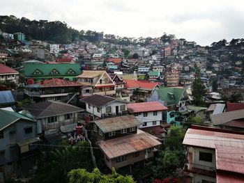 High angle view of townscape against sky