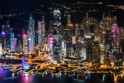 Illuminated cityscape at night