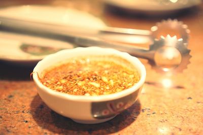 Close-up of dessert on table