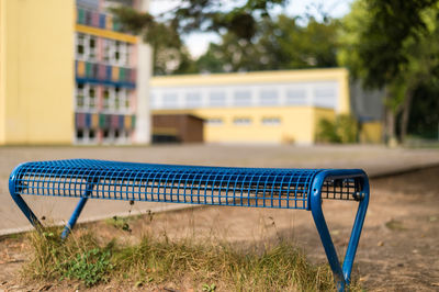 Metal bench at playground