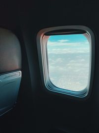 Sky seen through airplane window