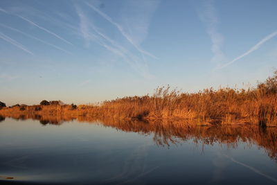 Scenic view of lake against sky