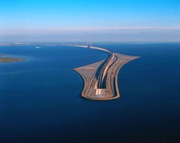 Scenic view of sea against blue sky